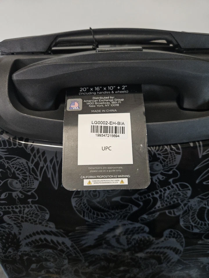 Maleta de Mano Ed Hardy 20" Tatuaje a Cuadros TIGRE Giratoria Mango Retráctil Nueva con Etiquetas Foto 4 de 4