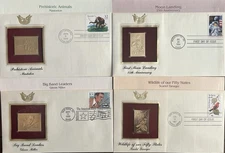 Lot Of 4 First Day Issue Golden Stamps 1987, 1994, 1996 With Info Cards.