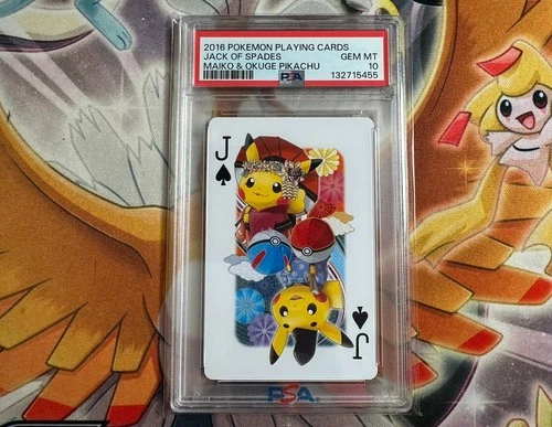 Pokemon 2016 Playing Cards Maiko Pikachu & Okuge Pikachu Jack Of Spades PSA 10