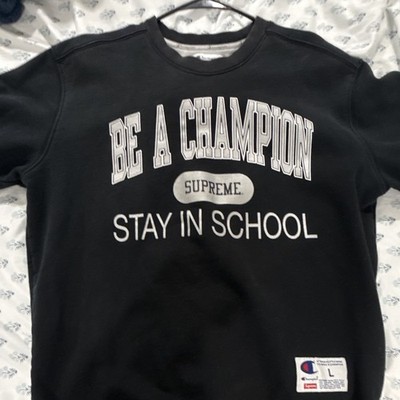 Supreme x Champion Men's Crewneck Graphic Sweatshirt Black L