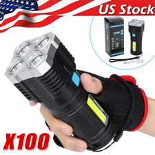 High Power LED Flashlights Camping Torch With 4 Lamp Beads And COB Side Light