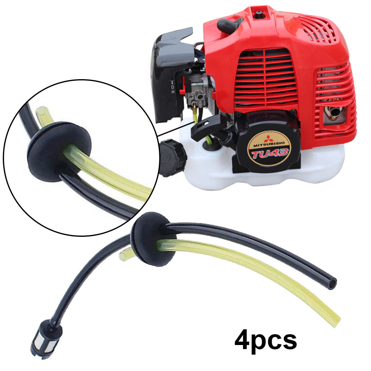 4x Petrol Strimmer Fuel Hose Pipe With Tank Filter assembly & Grommet