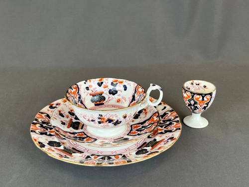 4 pc John Ridgway BRAGANZA IMARI Cup & Saucer, 8” Plate & Egg Cup c. 1830-37 - Picture 2 of 24