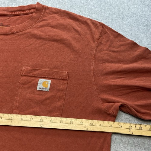 Carhartt Shirt Men's Long Sleeve Original Fit Bright Orange Size XL Distressed - Picture 9 of 10