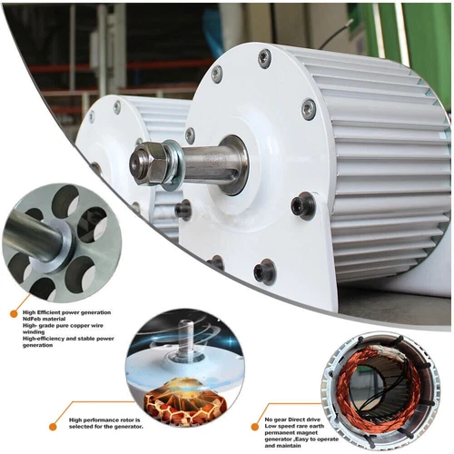 5000W 300rpm 3 Phasen Permanentmagnet Generator 48V 220V 380V Windturbine Dynamo - Bild 2 von 21