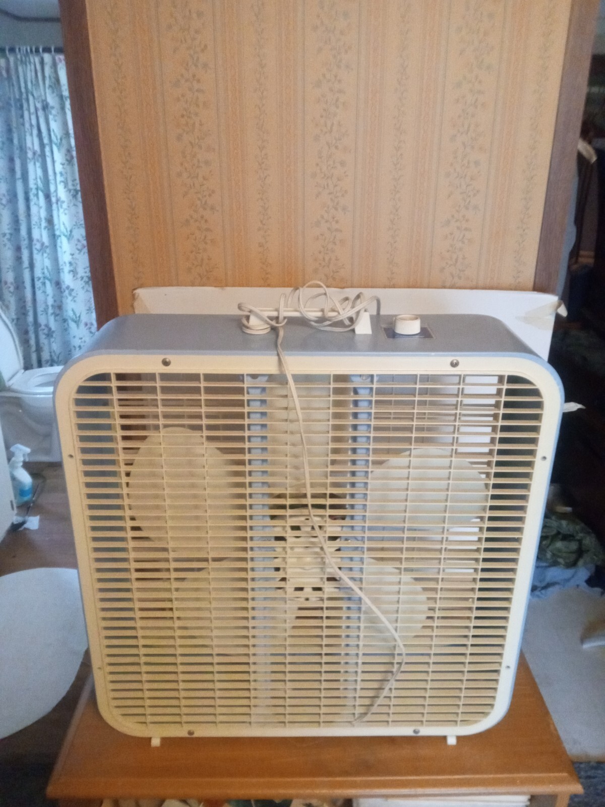 Vintage Kmart 22 Inch Metal Box Fan Baby Blue Tested Works 3 Speed