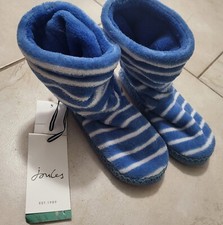 JOULES CHILDREN'S SLIPPERS- BLUE WHITE Stripes. Size 12/13 Unisex