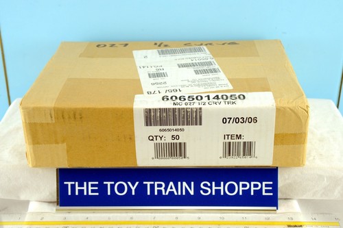 LIONEL 65014 O-27 HALF CURVE TRACK W BROWN TIES. SEALED CASE OF 50 PCS. NEW.
