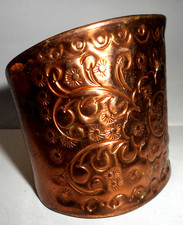 Vtg Wide Embossed Copper Cuff Bracelet 6.25" Adjustable