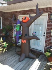 Firstness 8' Haunted Halloween Tree Inflatable With Witch Ghost Pumpkin LED...