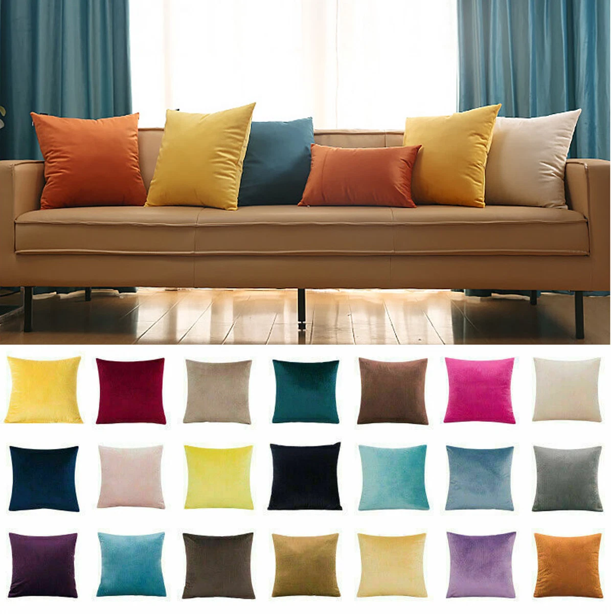 2Pcs Velvet Cushion Covers Sofa Pillow Cases Soft Cushion Cover 16