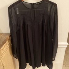 Zara black romper Lined long Sheer sleeves,lace detail SZ M Pristine MSP- 60