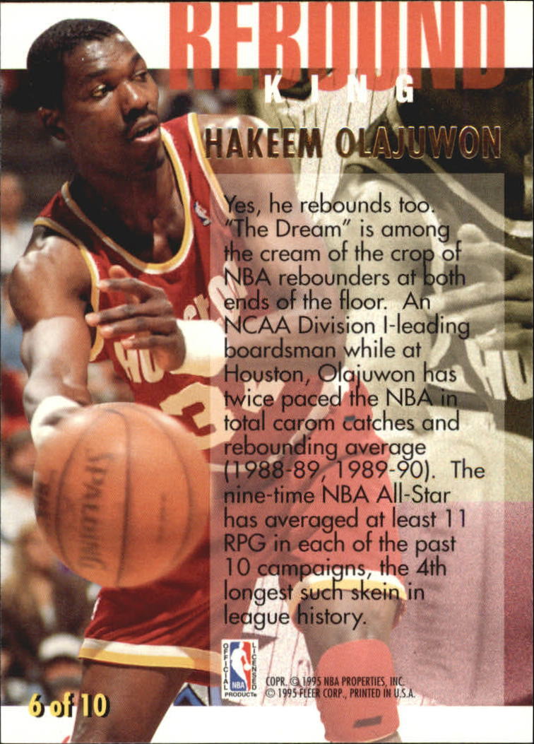 199495 Ultra Rebound Kings Houston Rockets Basketball Card 6 Hakeem