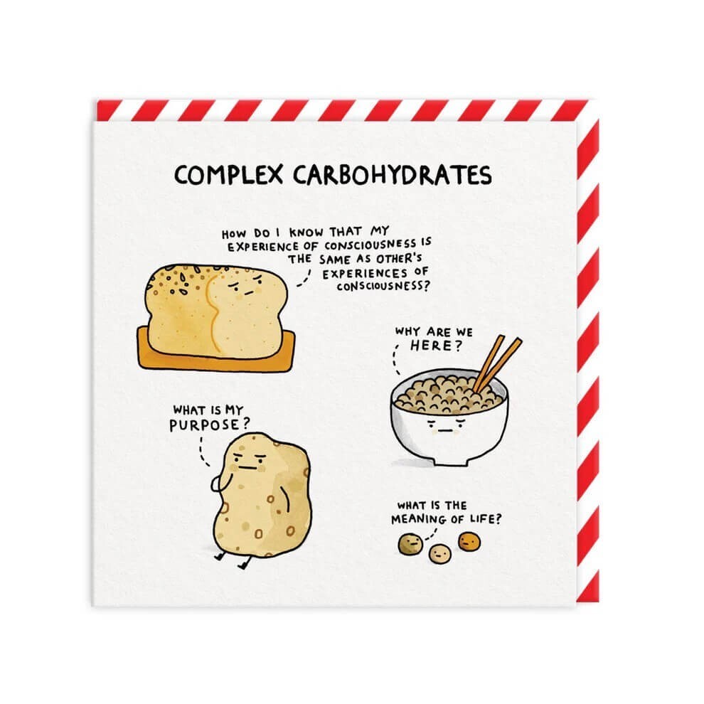 Funny Birthday Card Complex Carbs Starch – Humorous Artwork Greeting Card