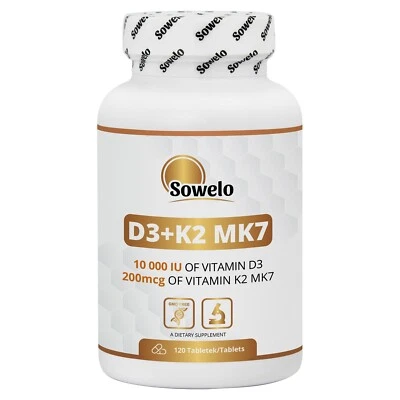 SOWELO NUTRITION Vitamin D3 10000 IU + K2 MK7 – Tablets – High Strength – Bone & Immune Support