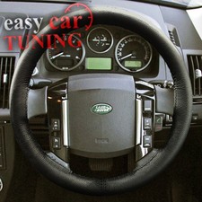 Fit Land Rover Freelander 2 06+ Black Real Genuine Leather Steering Wheel Cover