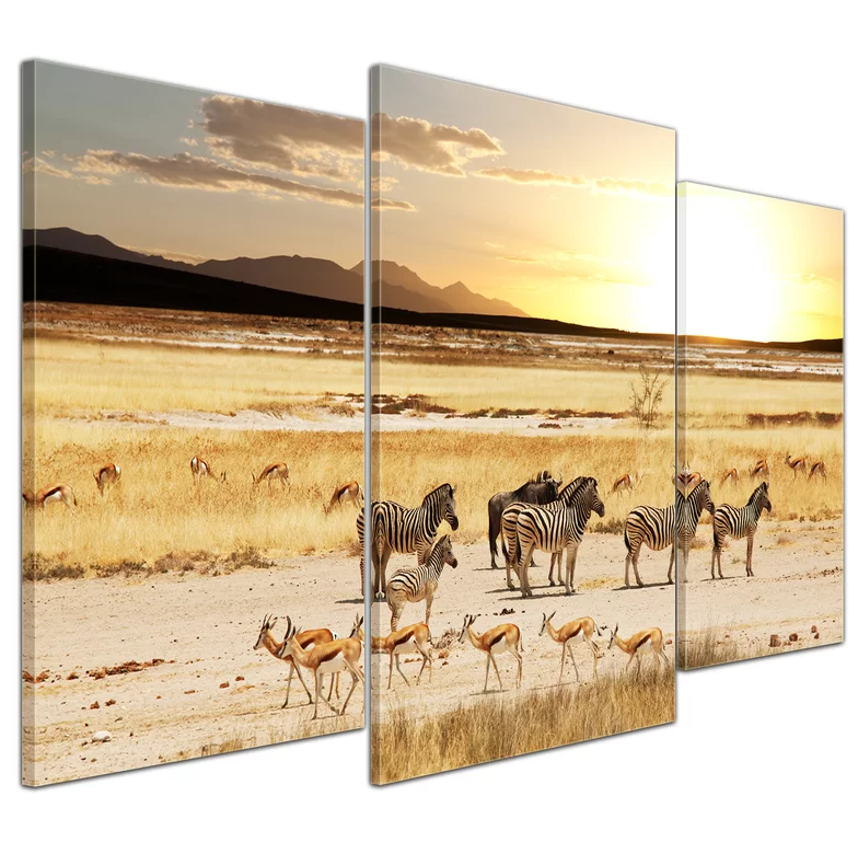 East Urban Wall Art African Savanna 3 Piece Print Wall Canvas Set 60 H