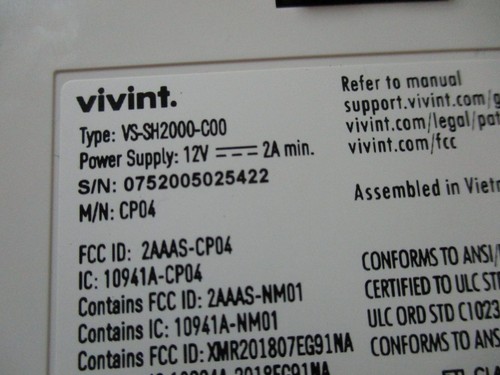 Vivint Smart Home Sky Control Panel Smart Hub VS-SH2000-C00 - Picture 4 of 4