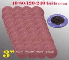 40x 3" Mix 40/80/120/240 Grit  for Type R Sanding Abrasive Disc Roll Lock Disk