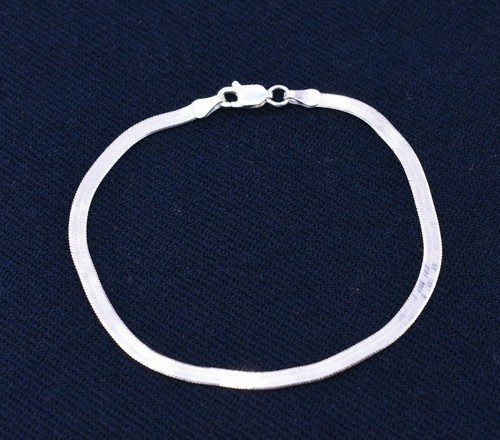 3mm Flexible Herringbone Chain Bracelet Real Sterling Silver 925 Italy