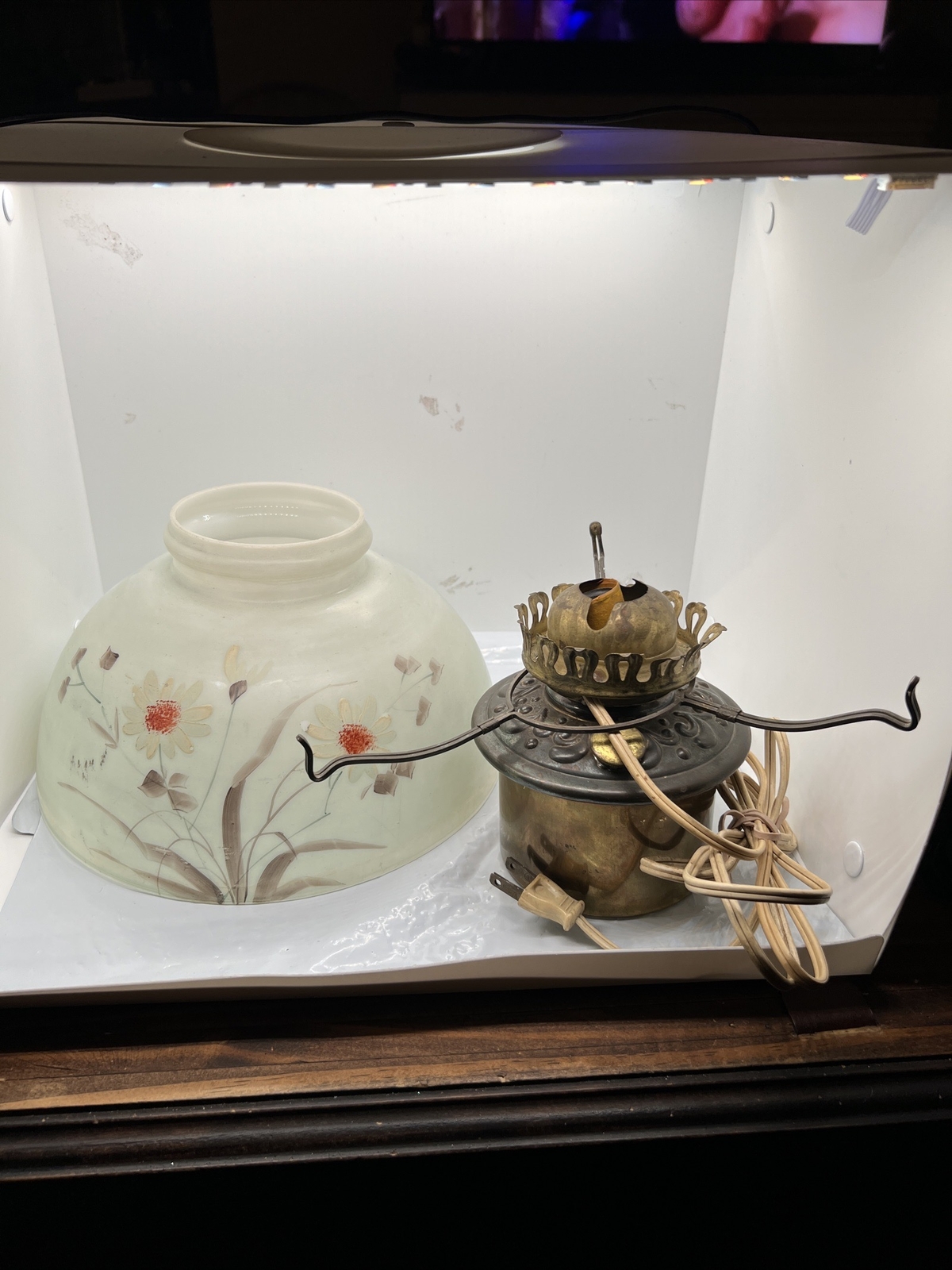 Antique Brass Victorian kerosene Oil Lamp Converted To Electric eBay