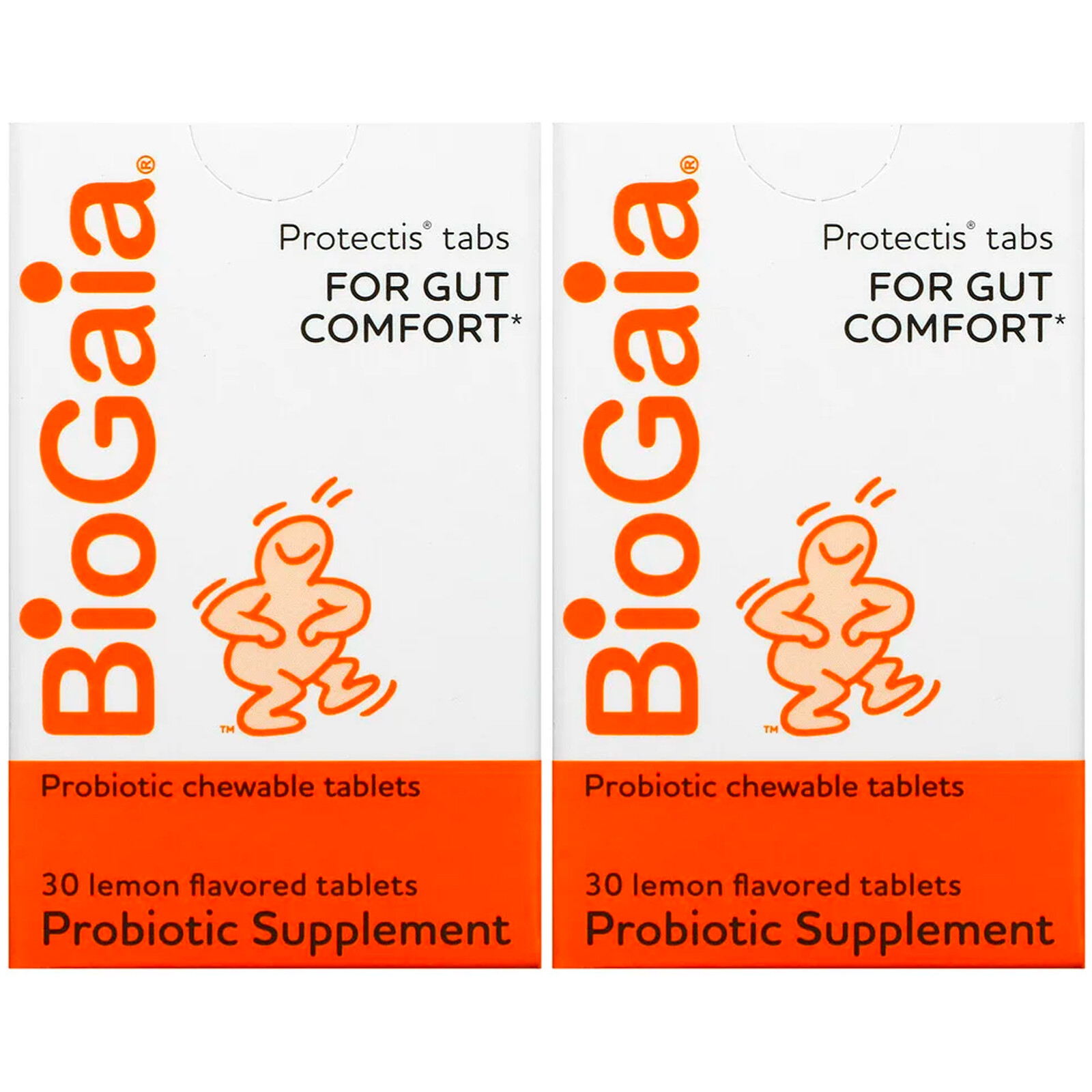BioGaia, (2 упаковки) добавка с пробиотиками, со вкусом лимона, 30 жевательных таблеток
