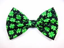 NEW FABRIC HAIR BOW W/Alligator Clip  Shamrock Green Clover  FREE SHIPPING USA