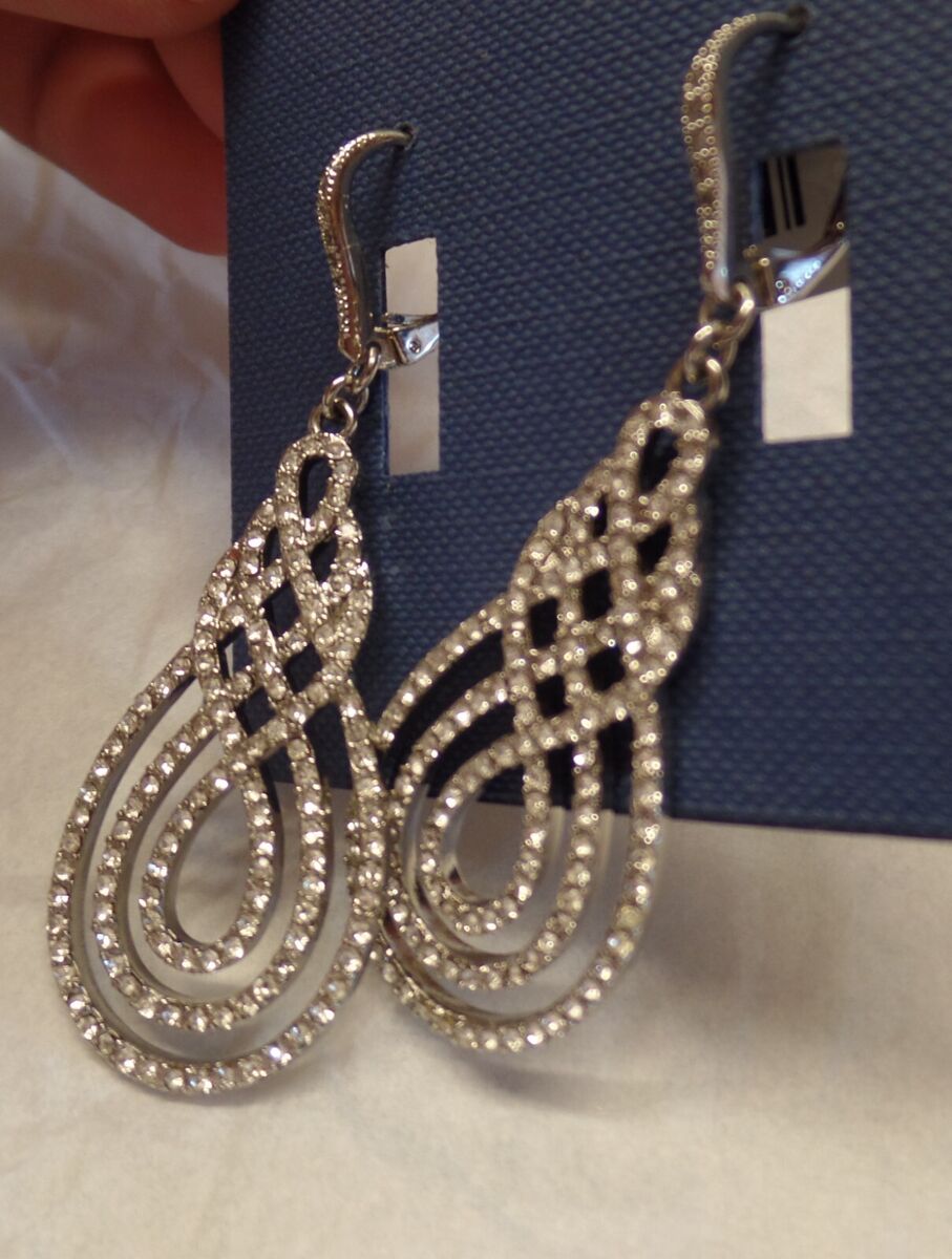 Lovisa Glass Rhinestone Loop Drop Earrings Heavy Gift Fashion Lady Party  Jewelry