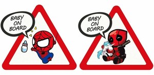 Car Stickers Baby On Board Deadpool Spiderman Baby On Board Aufkleber Ebay
