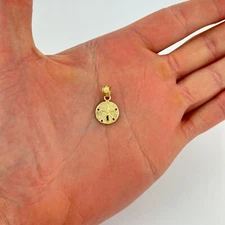 14k Yellow Gold Solid Small Sand Dollar Charm Pendant Nautical