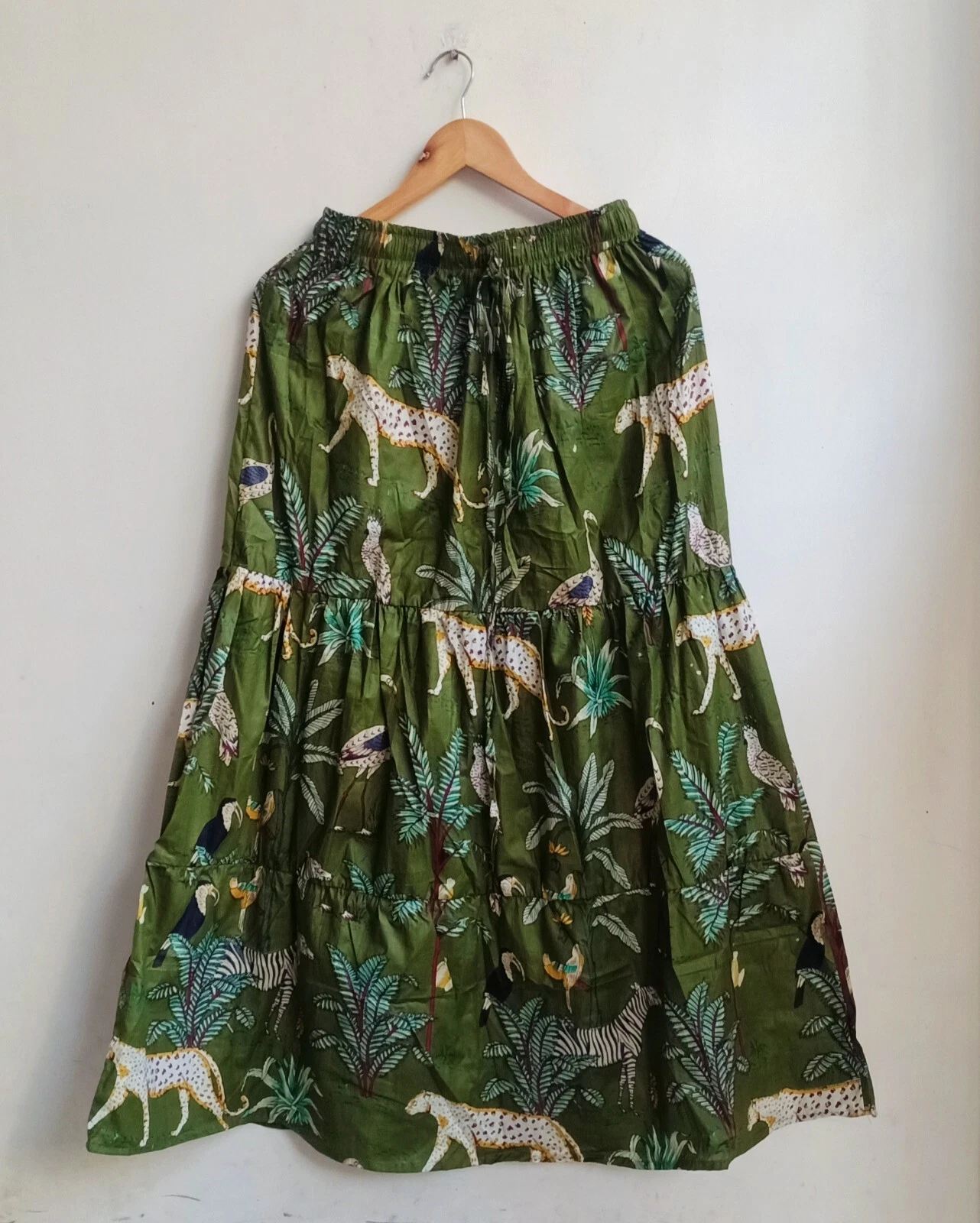 Indian Cotton Green Tiger Frill Skirt Women's Clothing Skirt Partywear Skirt AU