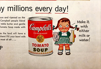 1955  Campbell's Tomato Soup Vintage Print Ad Once a Day Every Day Soup