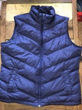 Lands End Down Puffer Vest Women s Sz L 14-16 Full Zipper Navy Blue Fall Casual