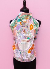 NEW HERMES 90 36" LE TOUR DU MONDE EN 63 CASE w/ DICE GREEN SILK TWILL SCARF t98