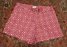 LAUNDRY Shelli Segal SHORTS Women's 6 Preppy Pink Design on White NWOT