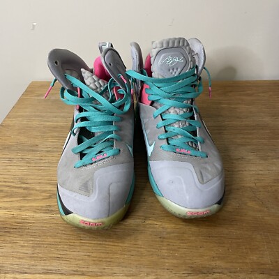 S Nike LeBron 9 P.S. Elite South Beach Men’s Size 9.5 OG‎ 516958-001 Teal Pink NIKE LEBRON 9 PS ELITE SOUTH BEACH 2012 BASKETBALL GREY  main image 4