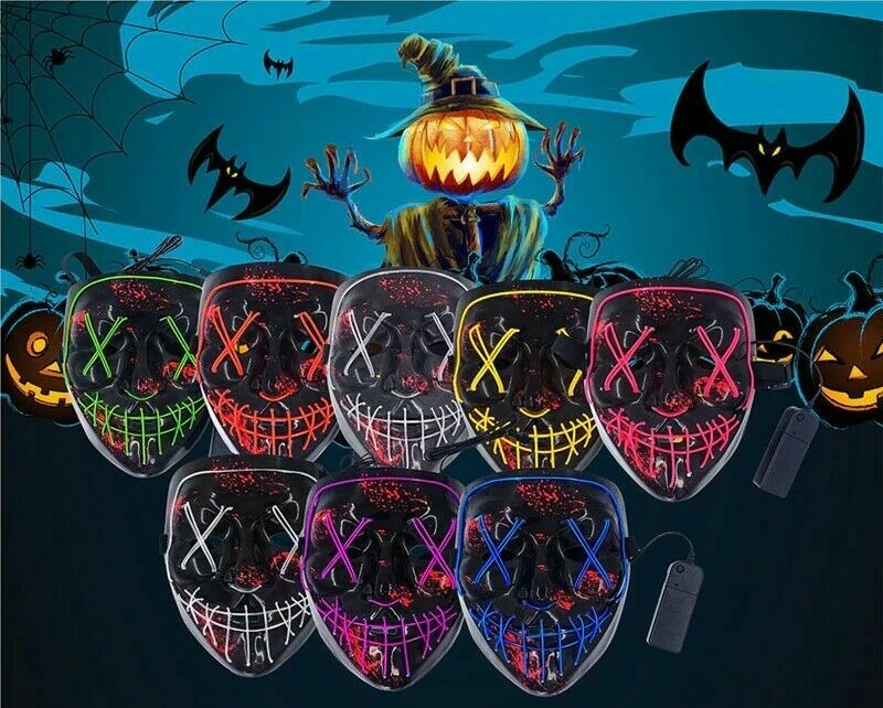 Máscara LED Halloween Clubbing Light Up Fantasia Rave Cosplay Festa Purga 3 Modos - Imagem 4 de 4