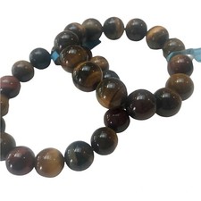 NEW 2 Tigers Eye Gemstone 12mm Bead Bracelets Protection Healing Amulet Stretch