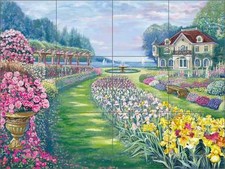 Ceramic Tile Mural Backsplash Agudelo Flower Floral Garden Landscape Art FAA012