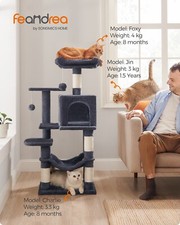 Feandrea Cat Tree, Cat Condo with Hammock, 112 cm, Smoky Grey PCT261G01