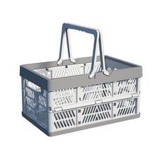20L Plastic Collapsible Storage Crate - Foldable Handle Crate Storage Basket ...