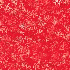 Robert Kaufman Artisan Batik Fabric AMDM 22643-93 Joyful Holidays Leaves Scarlet