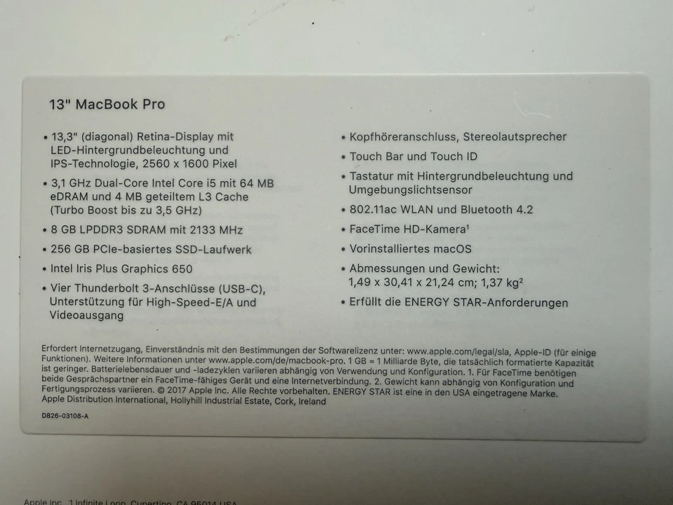 Apple MacBook Pro 13" Touch Bar - MPXV2D/A - A1706 - Space Gray - Bild 2 von 4