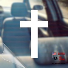 Cross - Christian Jesus Cross Car Vinyl Decal Bumper Sticker for Car, 1 White