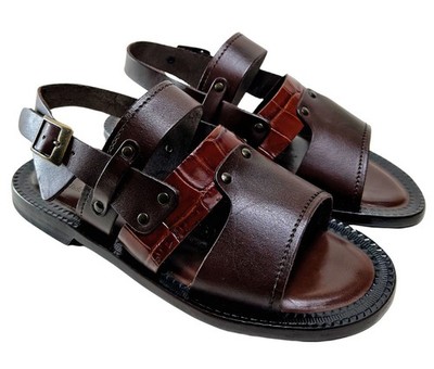 mens italian leather dress sandals Brown Genuine Leather Strappy Shoes Handmade Noah TT Shop Soft Launch