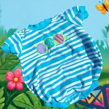 Vintage Health-tex Baby Summer Bubble Romper 3-6 Months Striped Turtle Applique