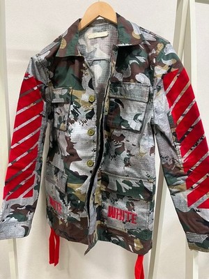 Off-White Military Jacket Size L-XL Black Streetwear Outerwear Good Condition