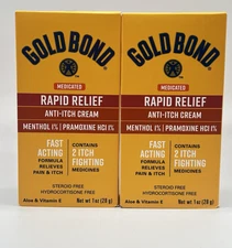 2 Gold Bond Medicated RAPID RELIEF Anti-Itch Cream 1oz Aloe & Vitamin E 10/2026