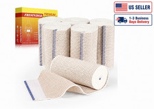 Premium Elastic Bandage Wrap, 6 Pack 4" Cotton Latex Free Compression