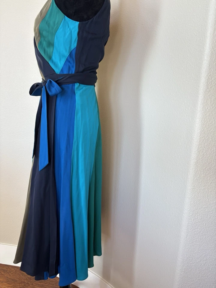 Vestido cruzado Diane Von Furstenberg Penélope seda color bloques rayas - talla 8 Foto 3 de 4